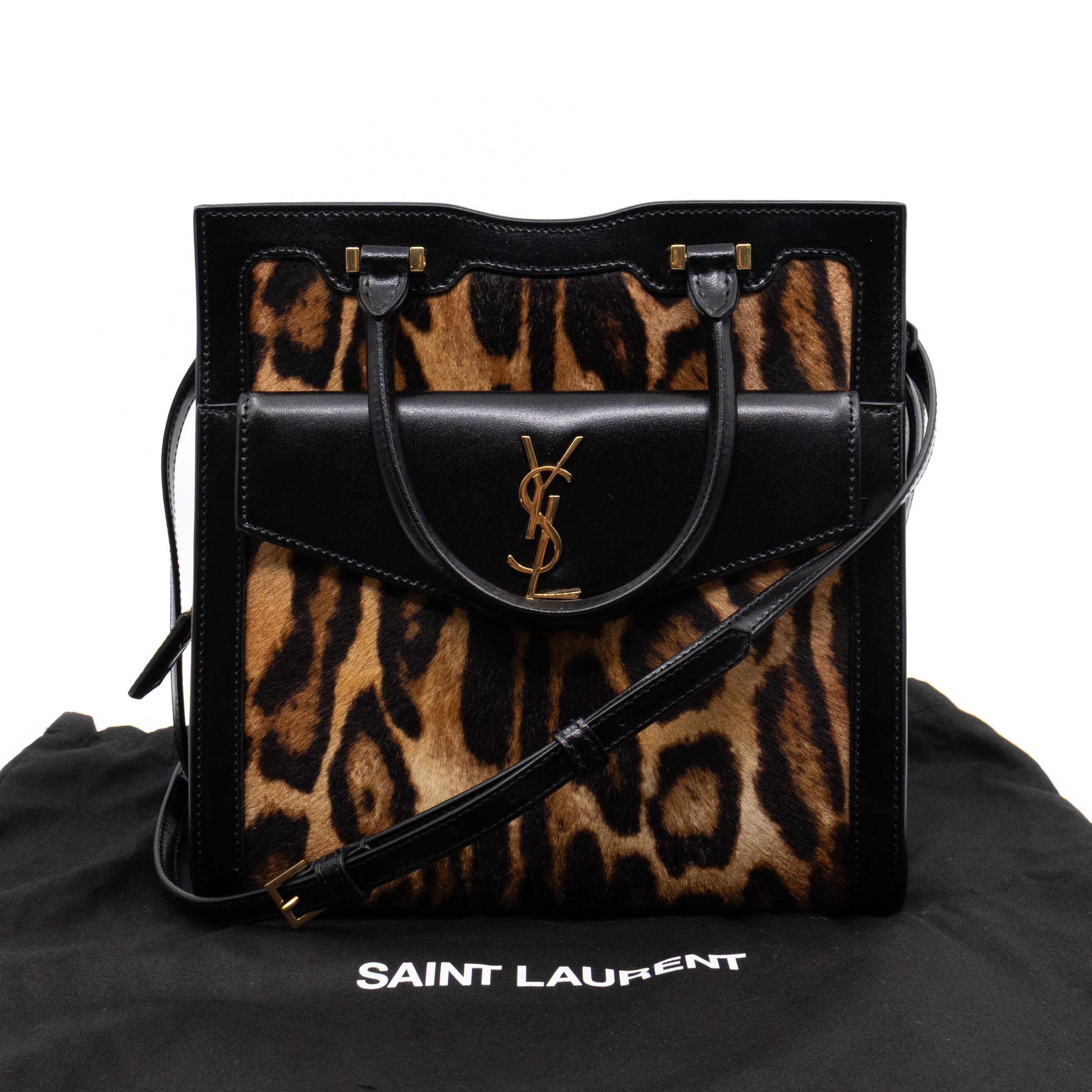 Uptown Small Leopard Ponyhair & Black Leather