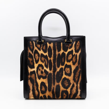 Uptown Small Leopard Ponyhair & Black Leather