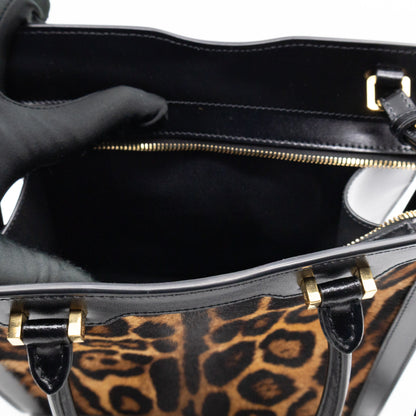 Uptown Small Leopard Ponyhair & Black Leather