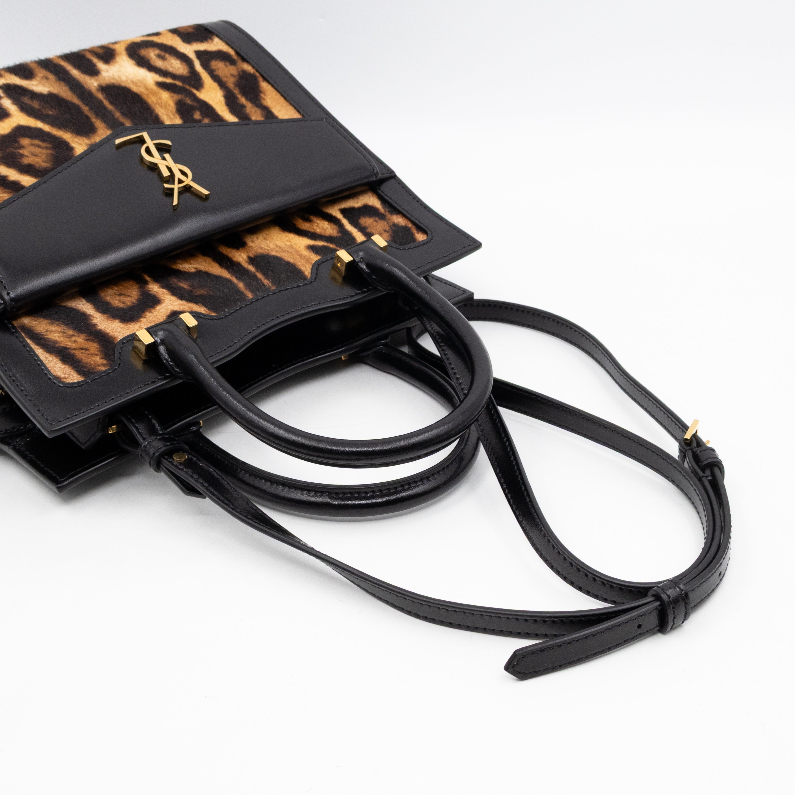 Uptown Small Leopard Ponyhair & Black Leather