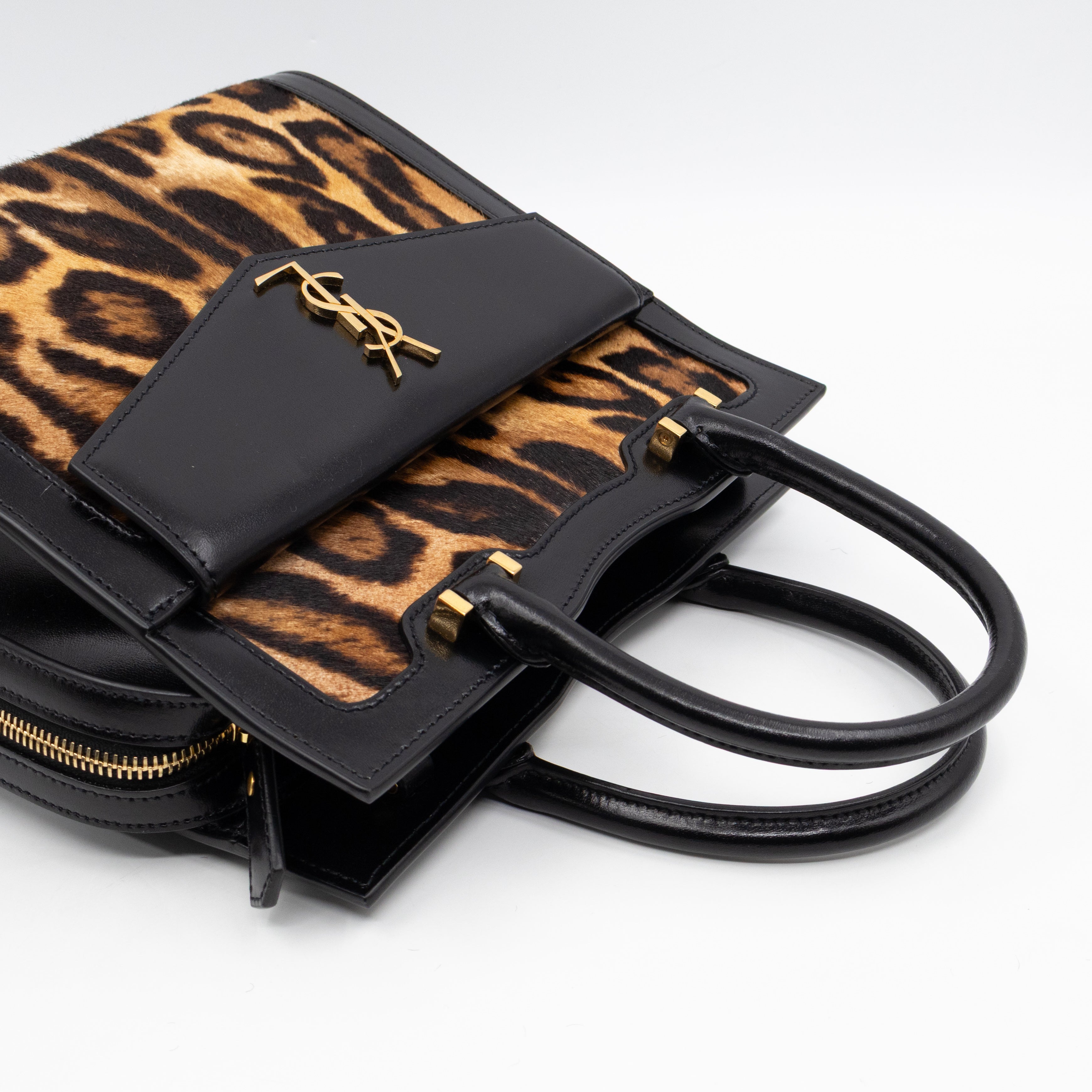 Uptown Small Leopard Ponyhair & Black Leather