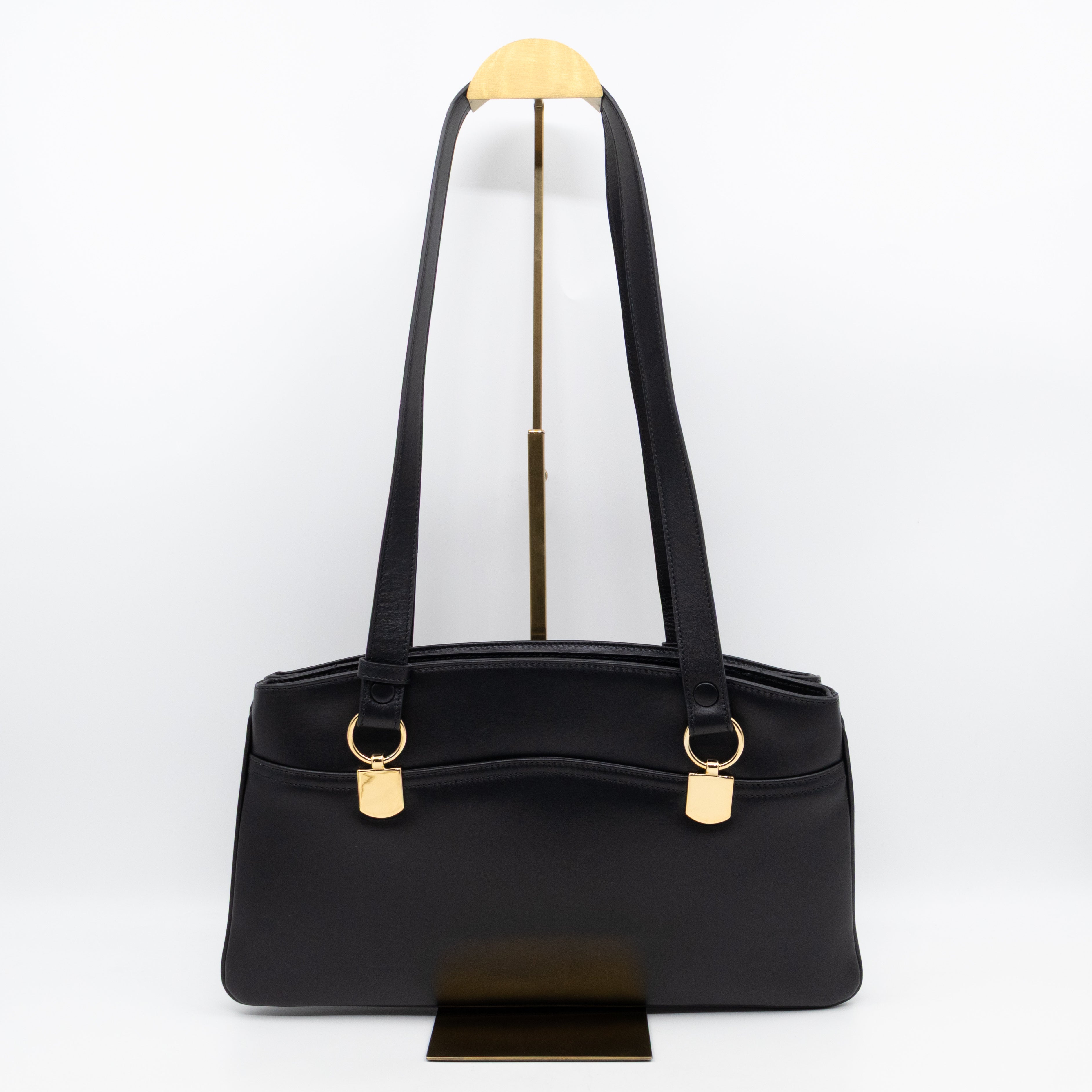 Arli Tote Large Shoulder Bag Black Smooth Leather