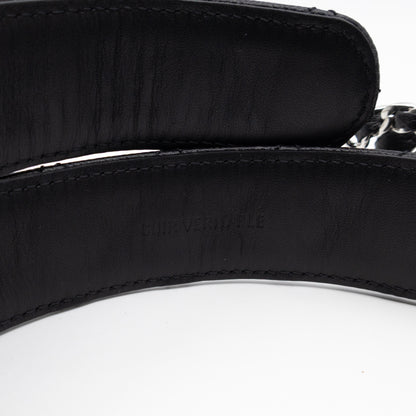 CC Leather Braided Buckle Black Quilted Caviar Belt 90 cm