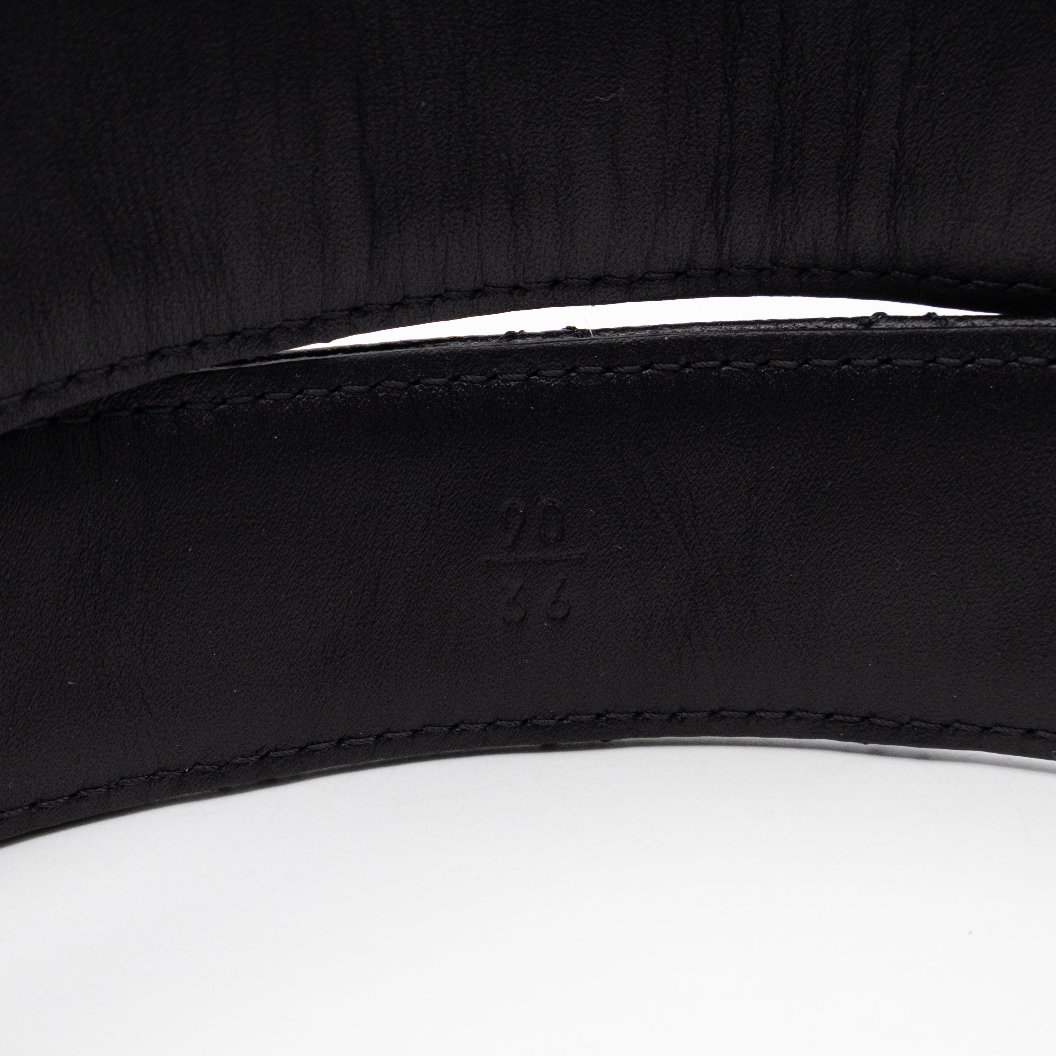 CC Leather Braided Buckle Black Quilted Caviar Belt 90 cm