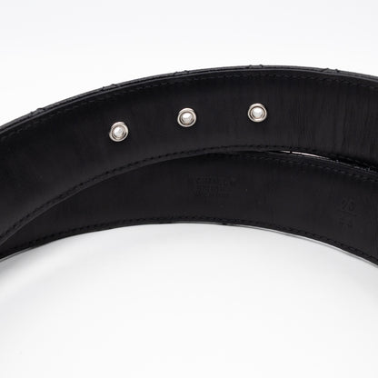 CC Leather Braided Buckle Black Quilted Caviar Belt 90 cm