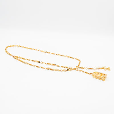31 Rue Cambon Door CC Pendant Metal Chain Necklace & Belt Gold