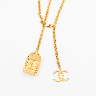 31 Rue Cambon Door CC Pendant Metal Chain Necklace & Belt Gold