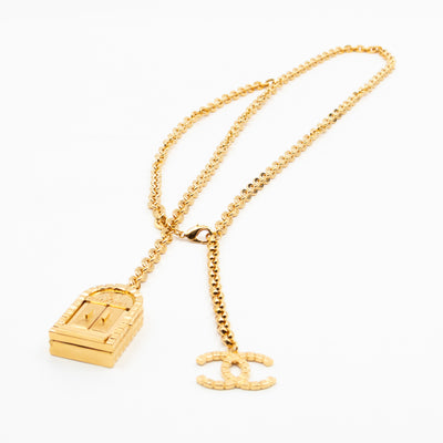 31 Rue Cambon Door CC Pendant Metal Chain Necklace & Belt Gold