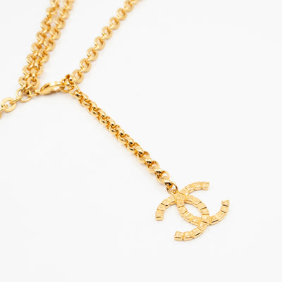 31 Rue Cambon Door CC Pendant Metal Chain Necklace & Belt Gold