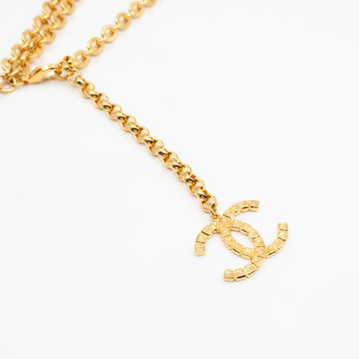 31 Rue Cambon Door CC Pendant Metal Chain Necklace & Belt Gold