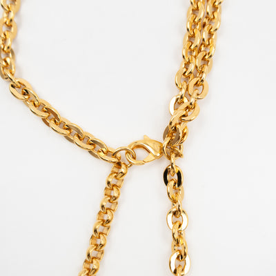 31 Rue Cambon Door CC Pendant Metal Chain Necklace & Belt Gold