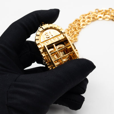 31 Rue Cambon Door CC Pendant Metal Chain Necklace & Belt Gold