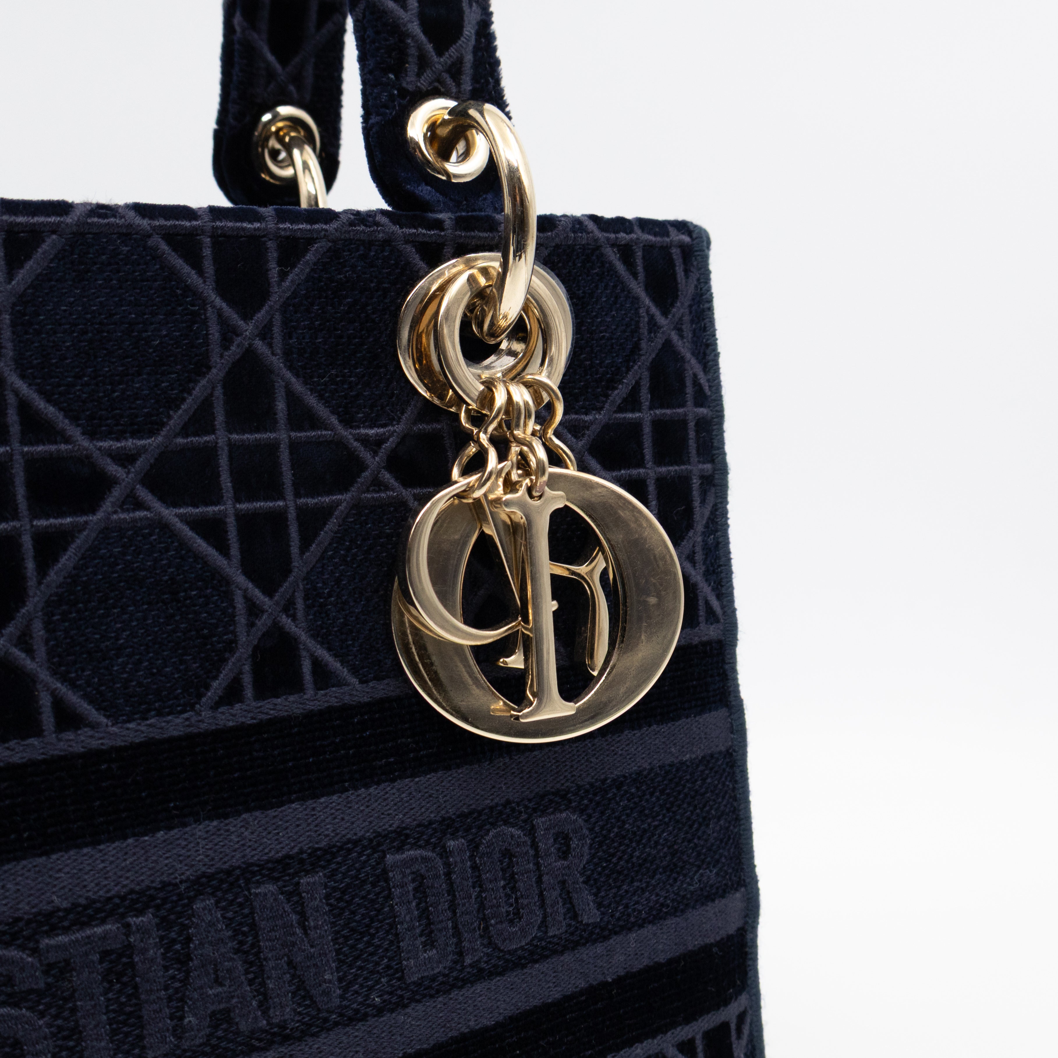 Lady D-Lite Medium Dark Blue Velvet Embroidery Cannage