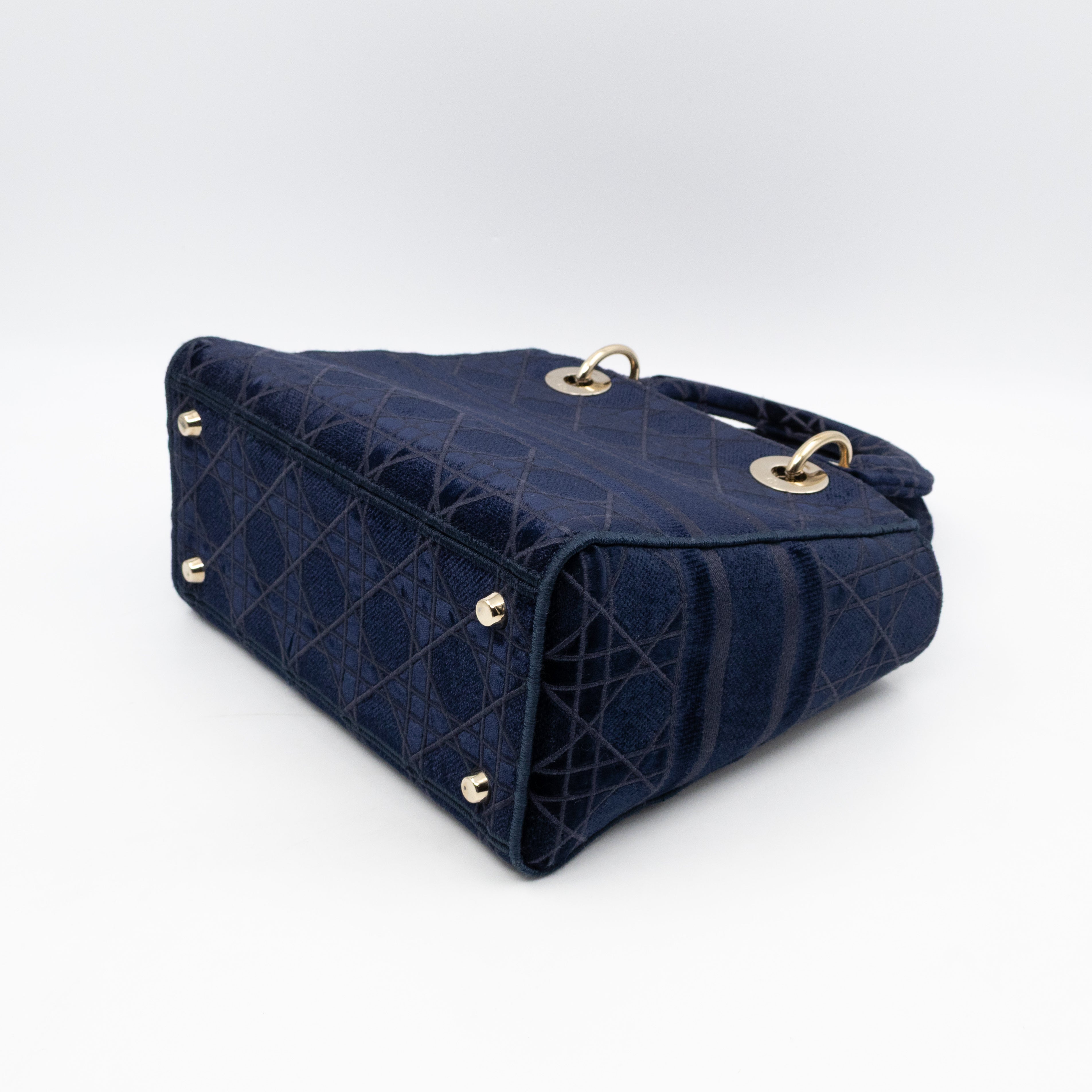 Lady D-Lite Medium Dark Blue Velvet Embroidery Cannage