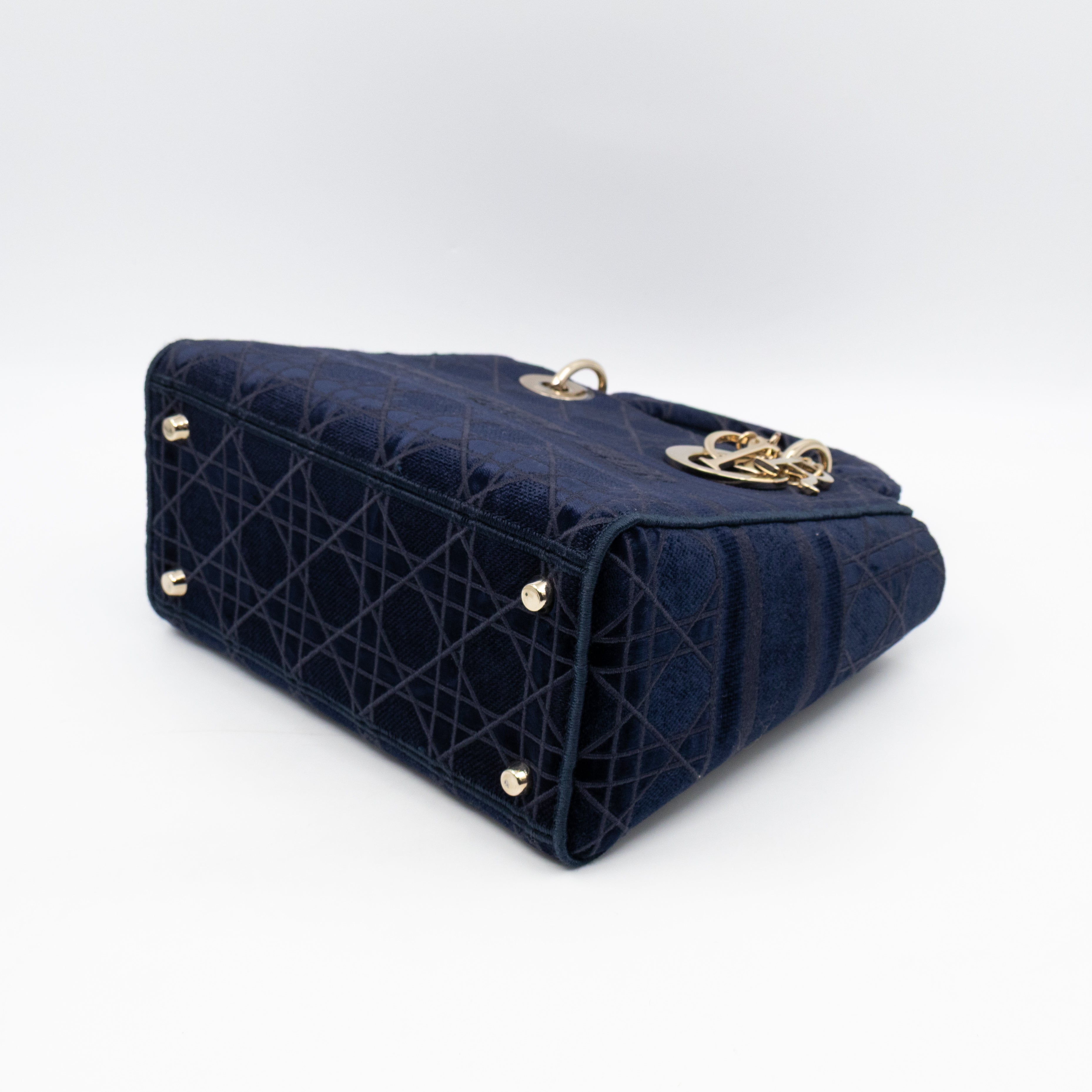 Lady D-Lite Medium Dark Blue Velvet Embroidery Cannage