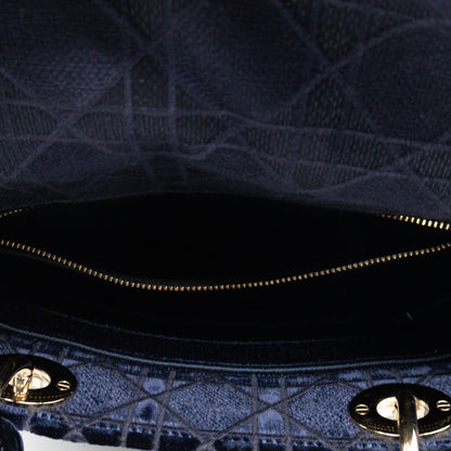 Lady D-Lite Medium Dark Blue Velvet Embroidery Cannage