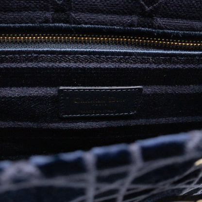 Lady D-Lite Medium Dark Blue Velvet Embroidery Cannage