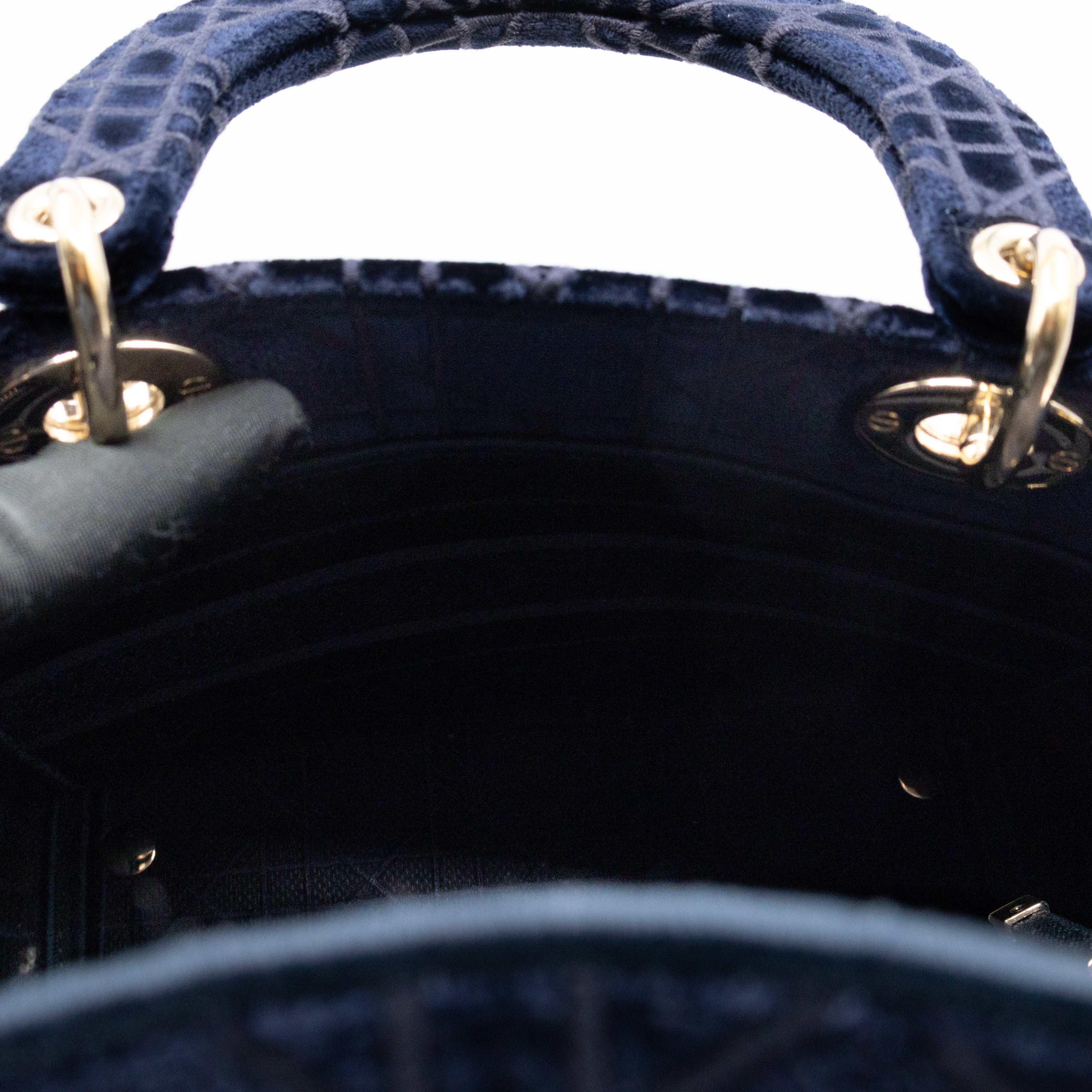 Lady D-Lite Medium Dark Blue Velvet Embroidery Cannage