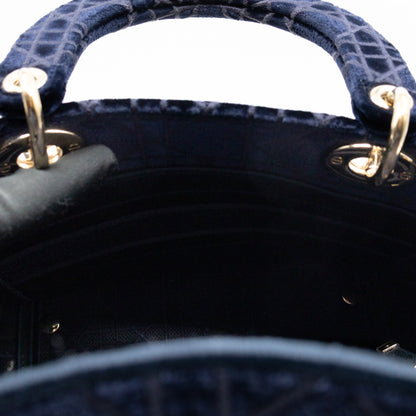 Lady D-Lite Medium Dark Blue Velvet Embroidery Cannage