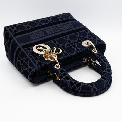 Lady D-Lite Medium Dark Blue Velvet Embroidery Cannage