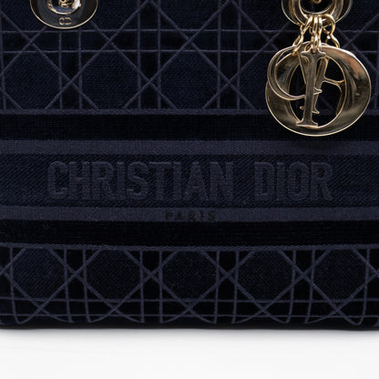 Lady D-Lite Medium Dark Blue Velvet Embroidery Cannage