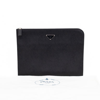 Laptop Holder Black Saffiano Leather
