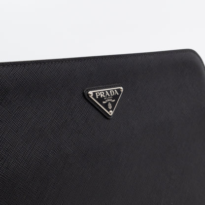 Laptop Holder Black Saffiano Leather