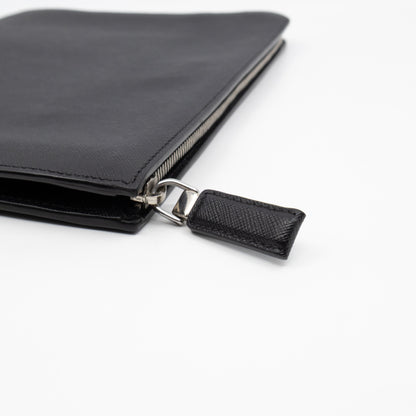 Laptop Holder Black Saffiano Leather