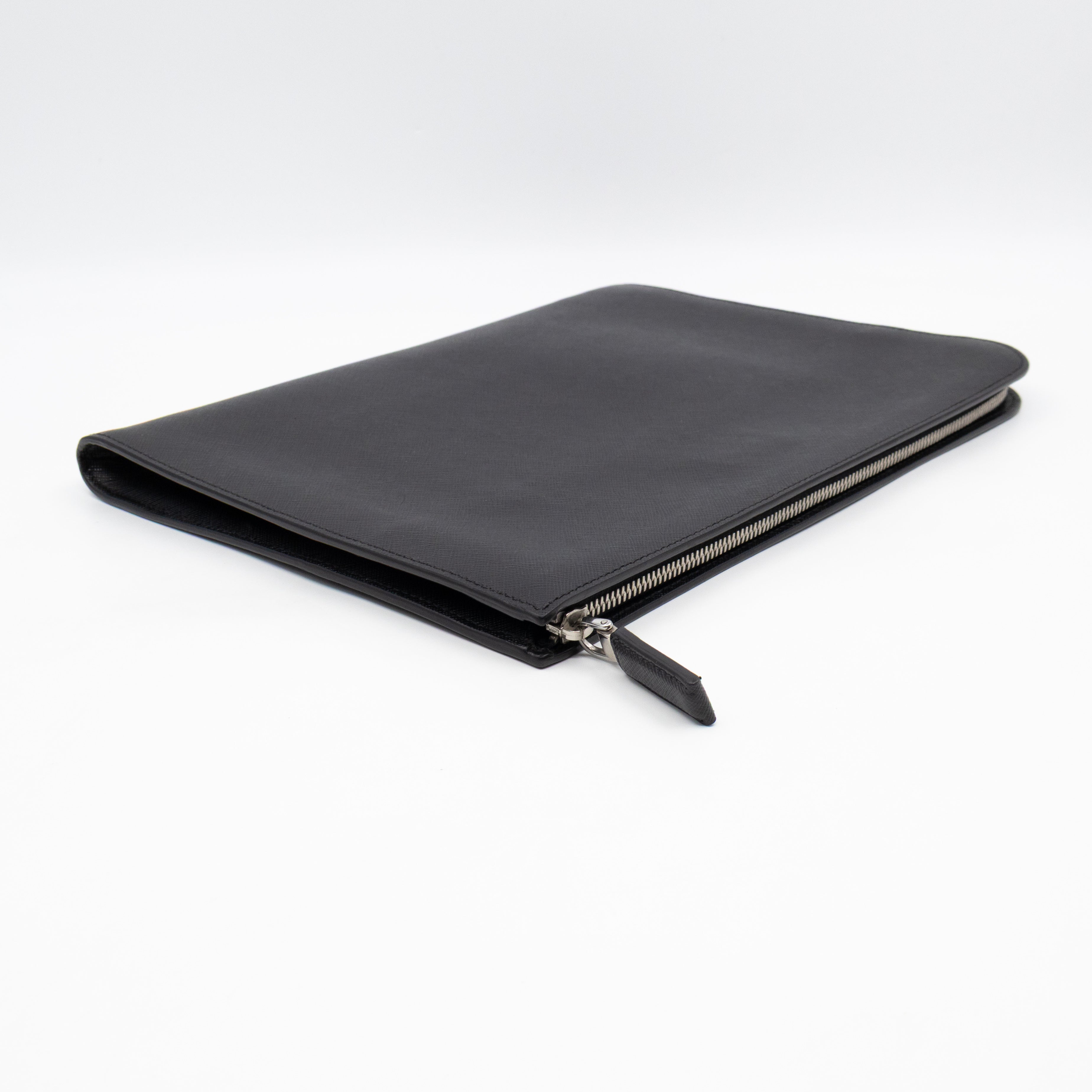 Laptop Holder Black Saffiano Leather