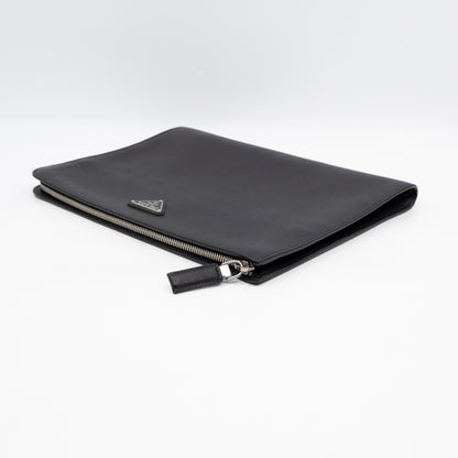 Laptop Holder Black Saffiano Leather