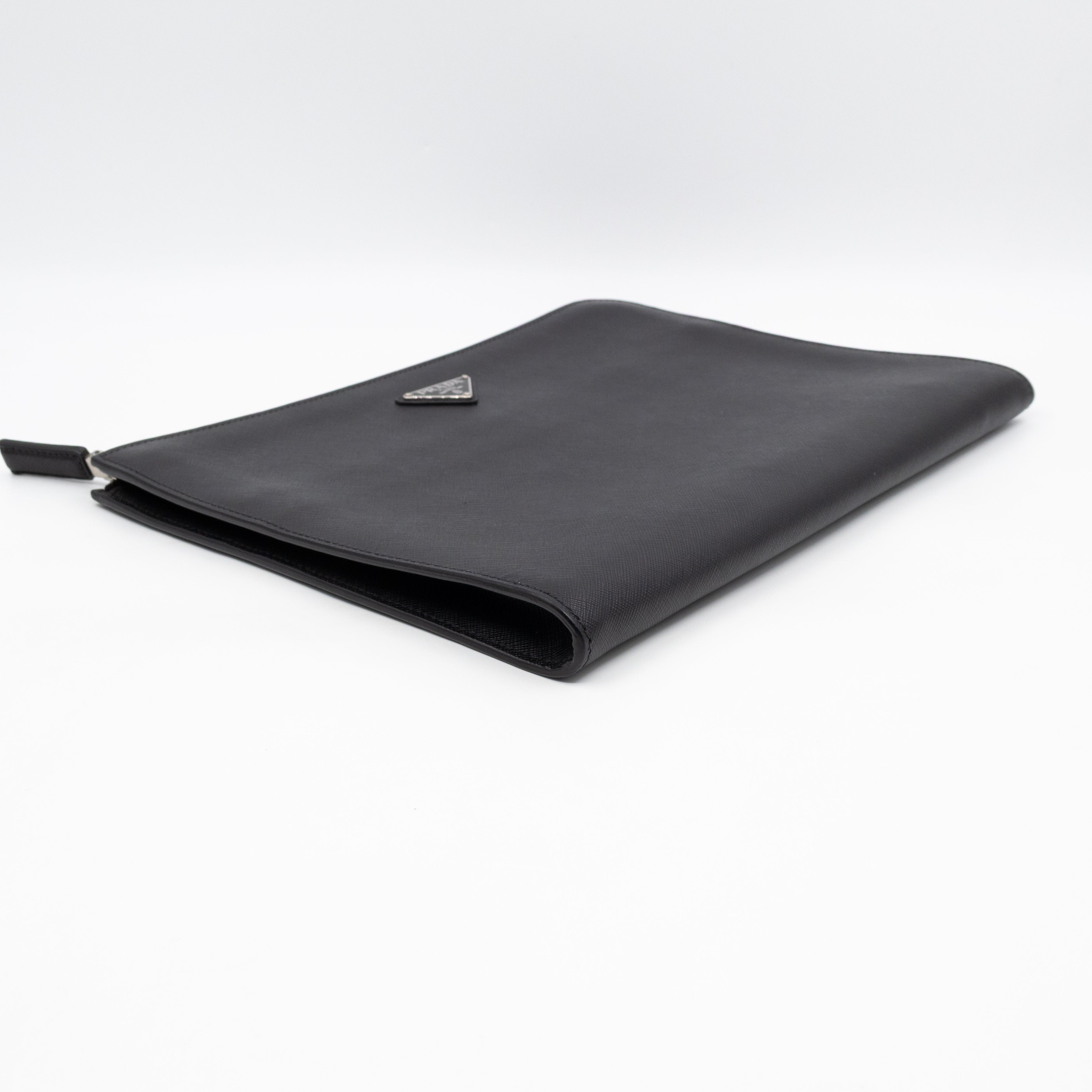 Laptop Holder Black Saffiano Leather