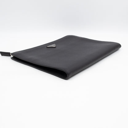 Laptop Holder Black Saffiano Leather