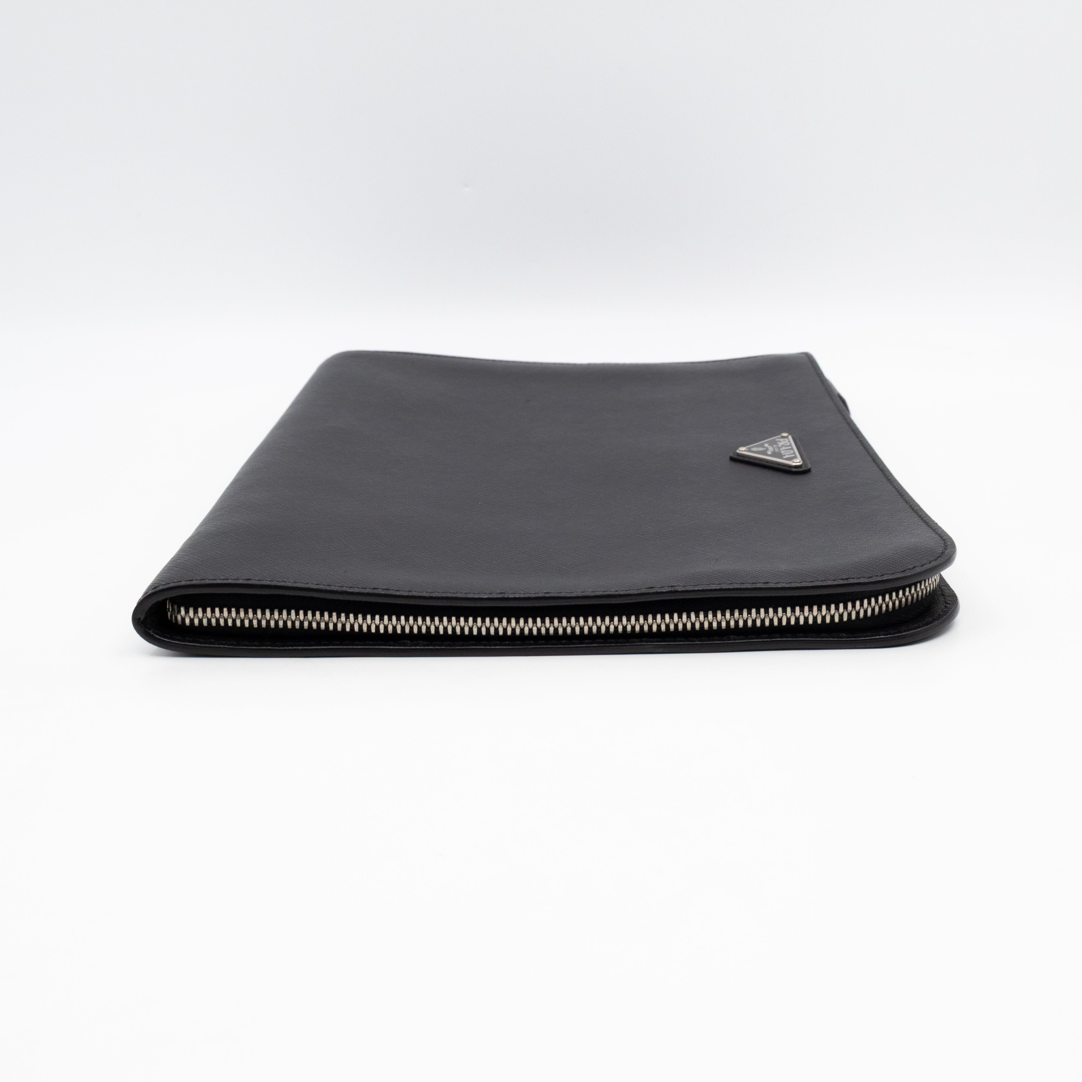 Laptop Holder Black Saffiano Leather