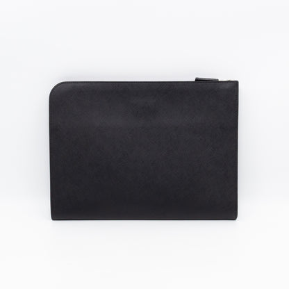 Laptop Holder Black Saffiano Leather