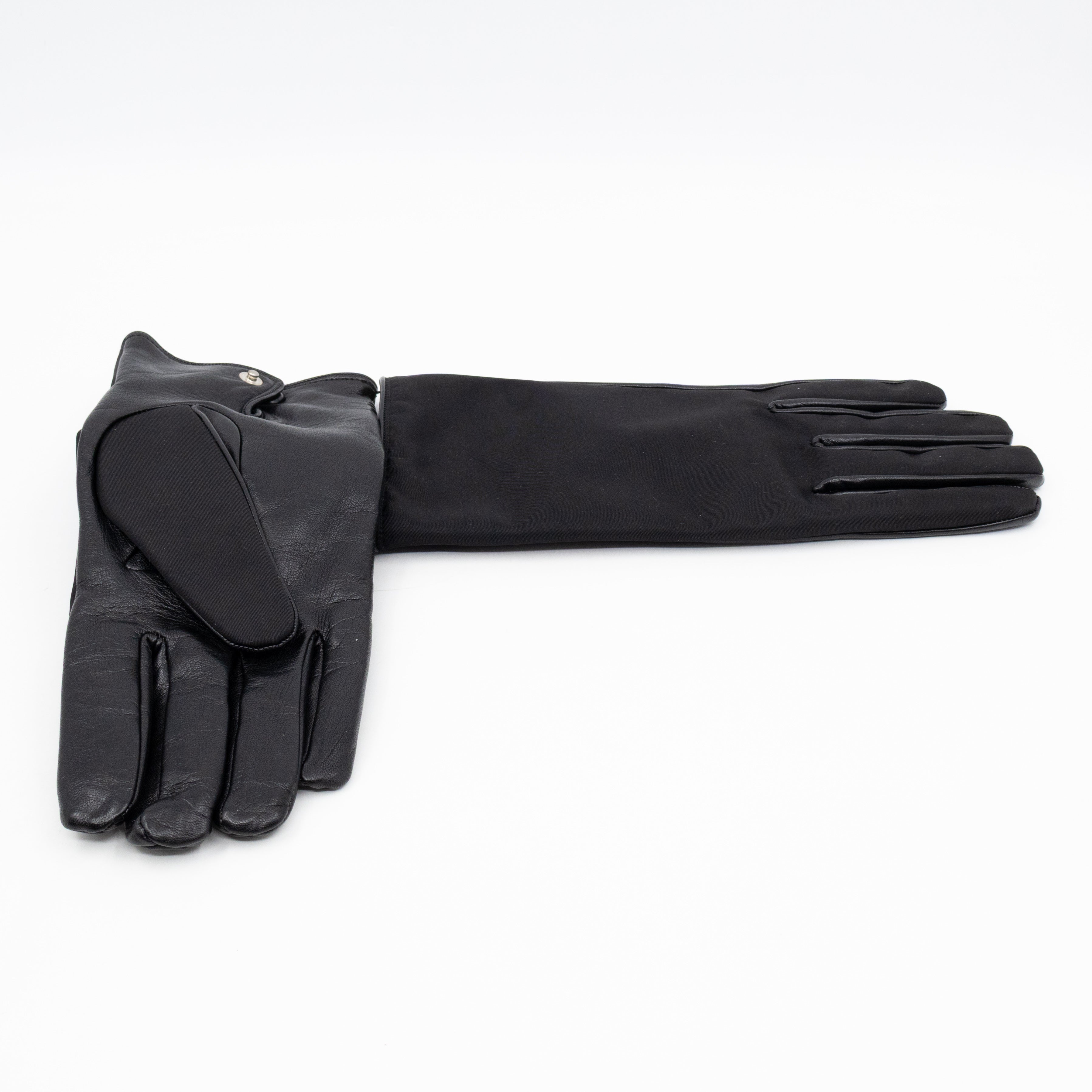Triangle Pouch Gloves Black Re-nylon & Leather
