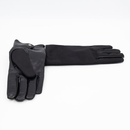 Triangle Pouch Gloves Black Re-nylon & Leather