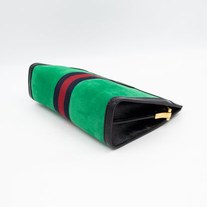 Ophidia Chain GG Small Shoulder Bag Green Suede