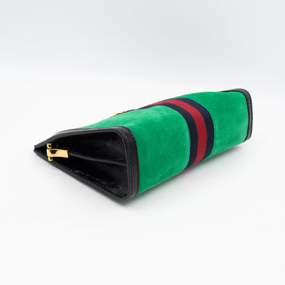 Ophidia Chain GG Small Shoulder Bag Green Suede