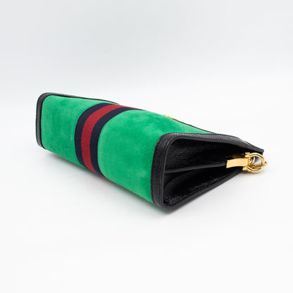 Ophidia Chain GG Small Shoulder Bag Green Suede