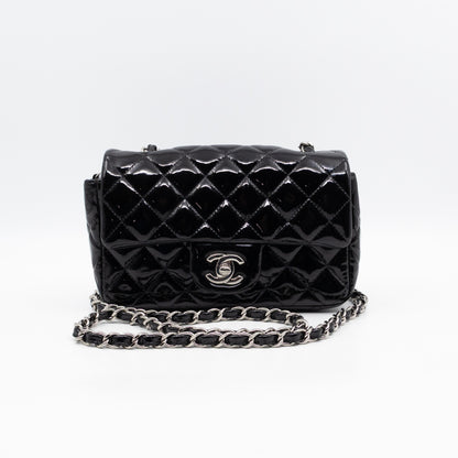 Classic Single Flap Mini Rectangular Black Patent Leather