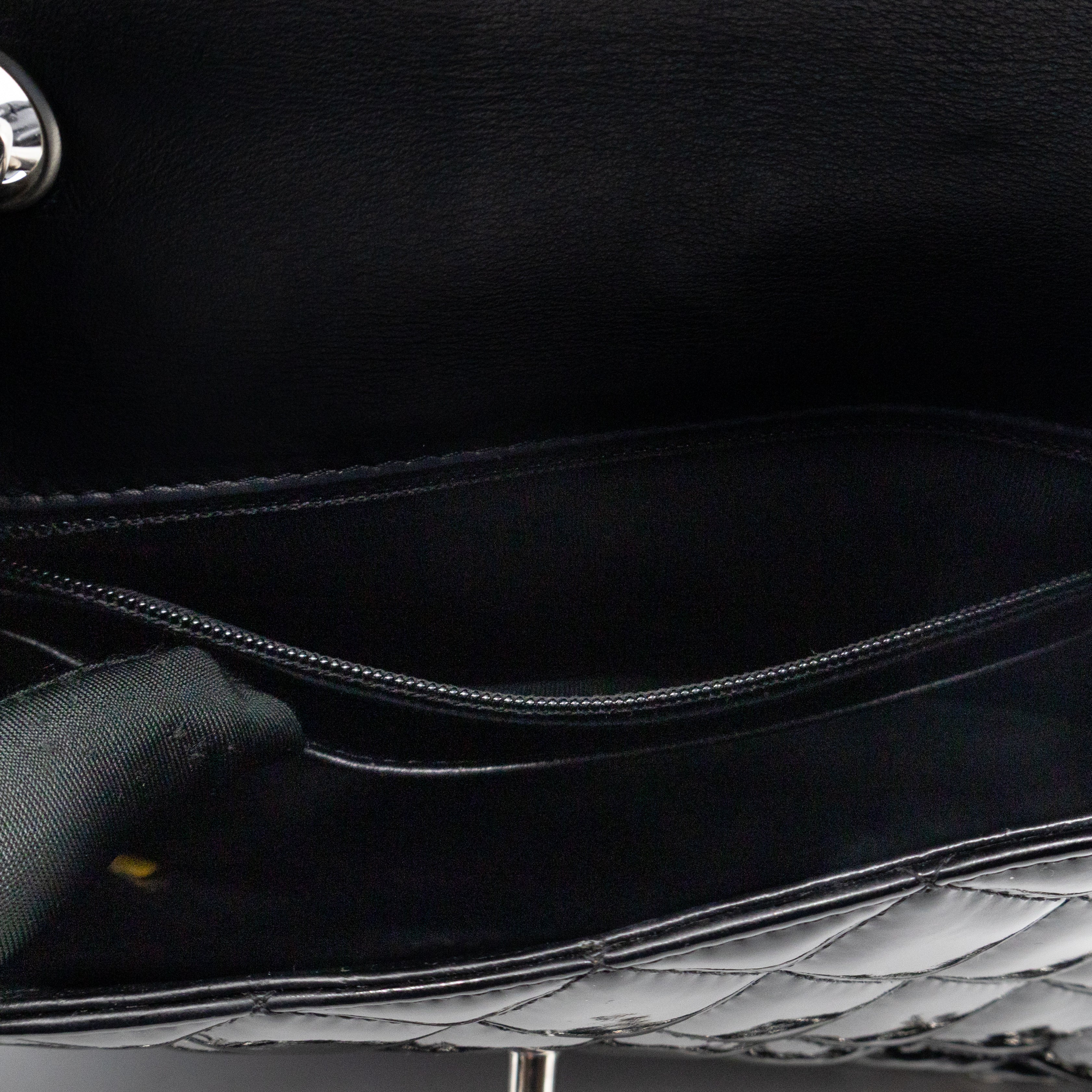 Classic Single Flap Mini Rectangular Black Patent Leather