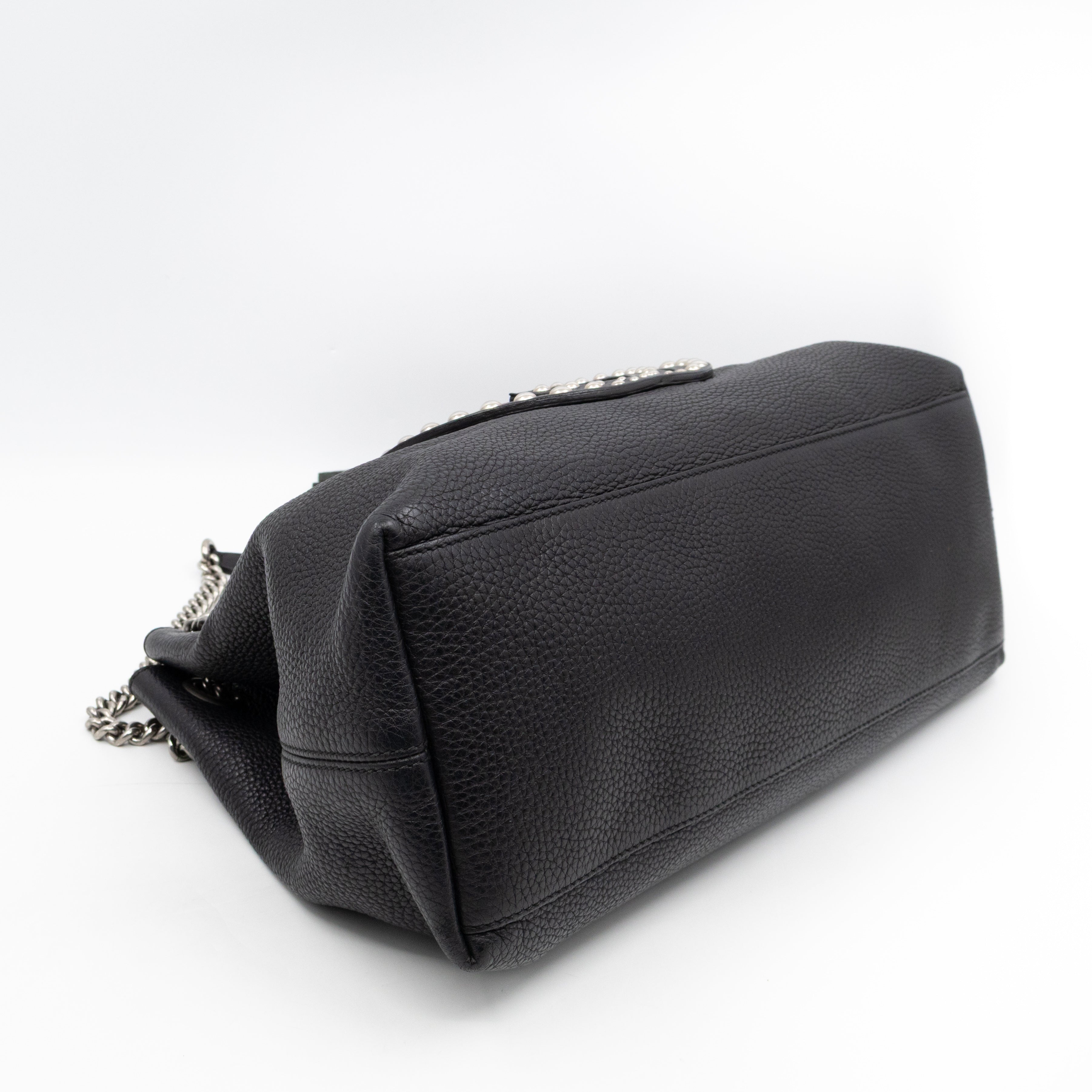 Soho Chain Tote Bag Studded Black Leather