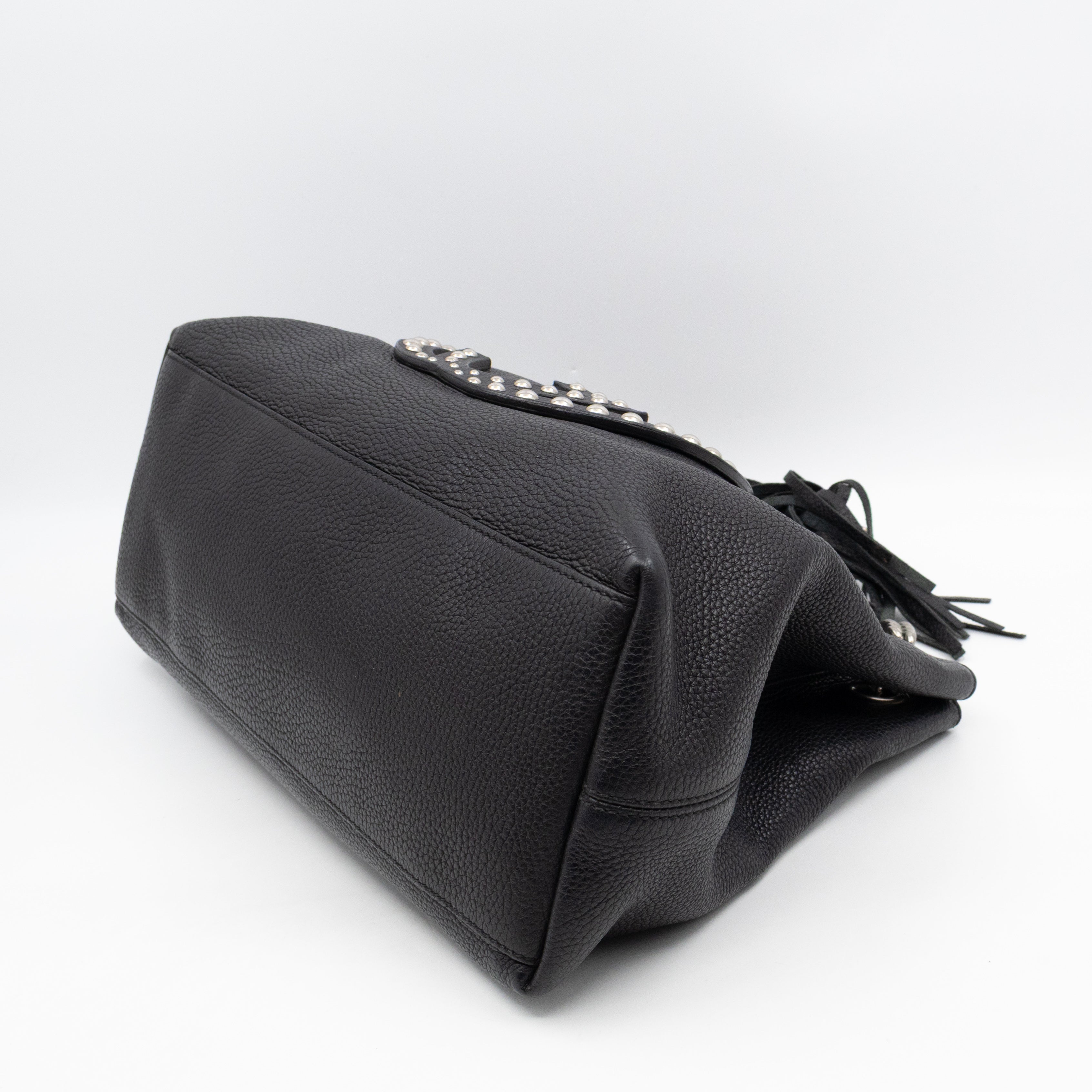 Soho Chain Tote Bag Studded Black Leather