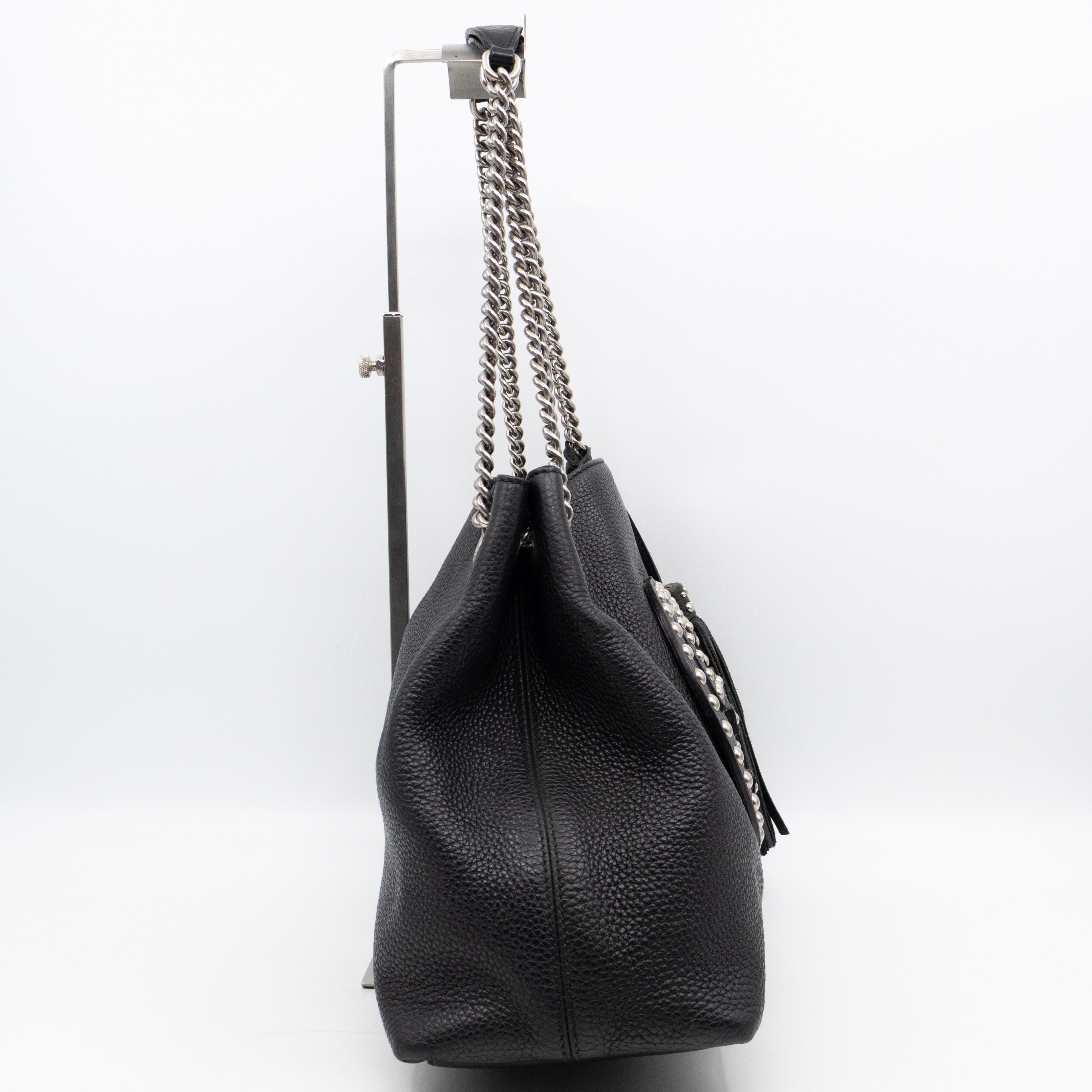 Soho Chain Tote Bag Studded Black Leather