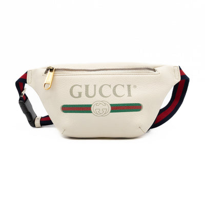 Web Logo Belt Bag White Leather