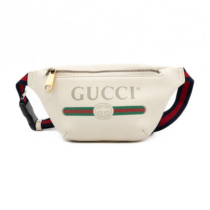 Web Logo Belt Bag White Leather