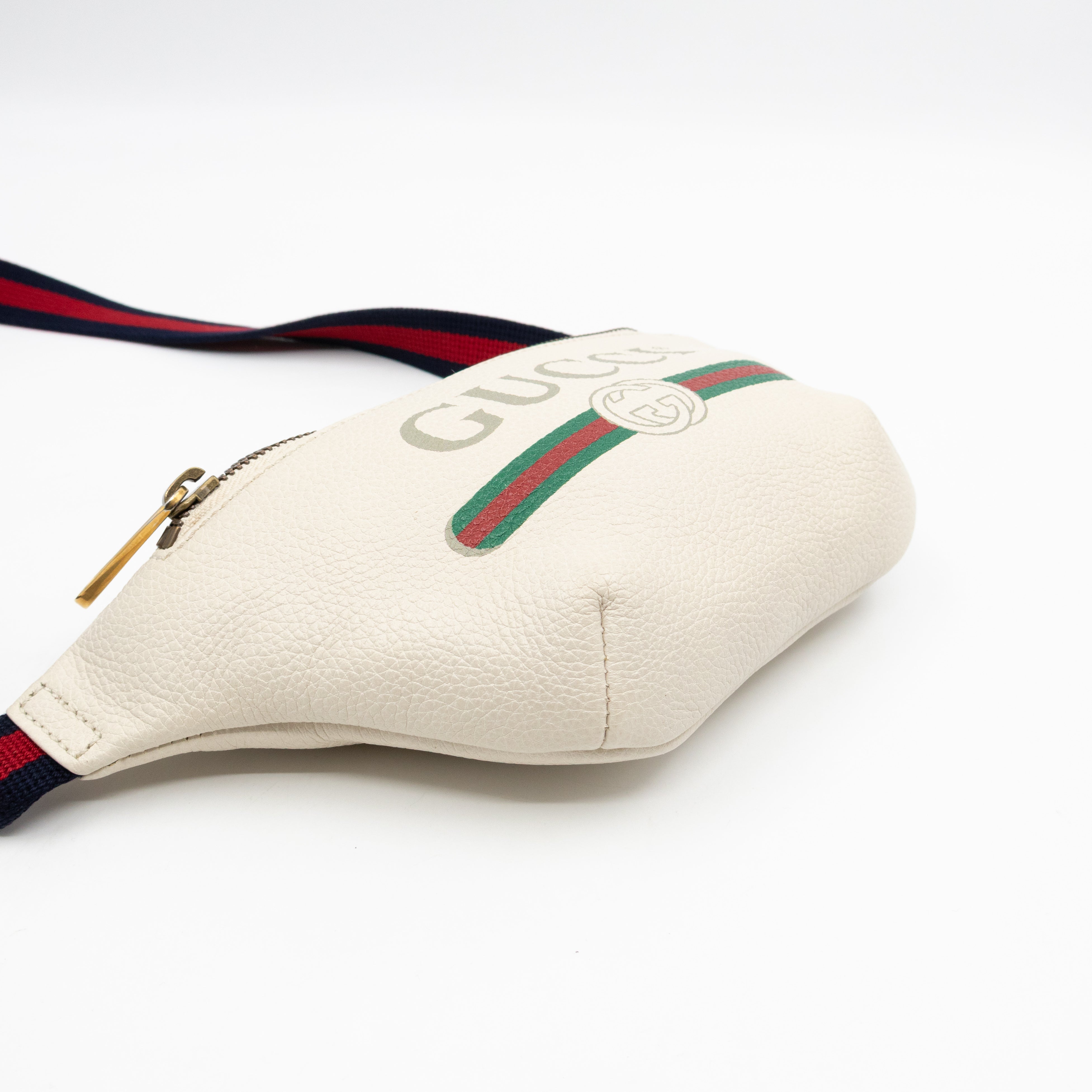 Web Logo Belt Bag White Leather