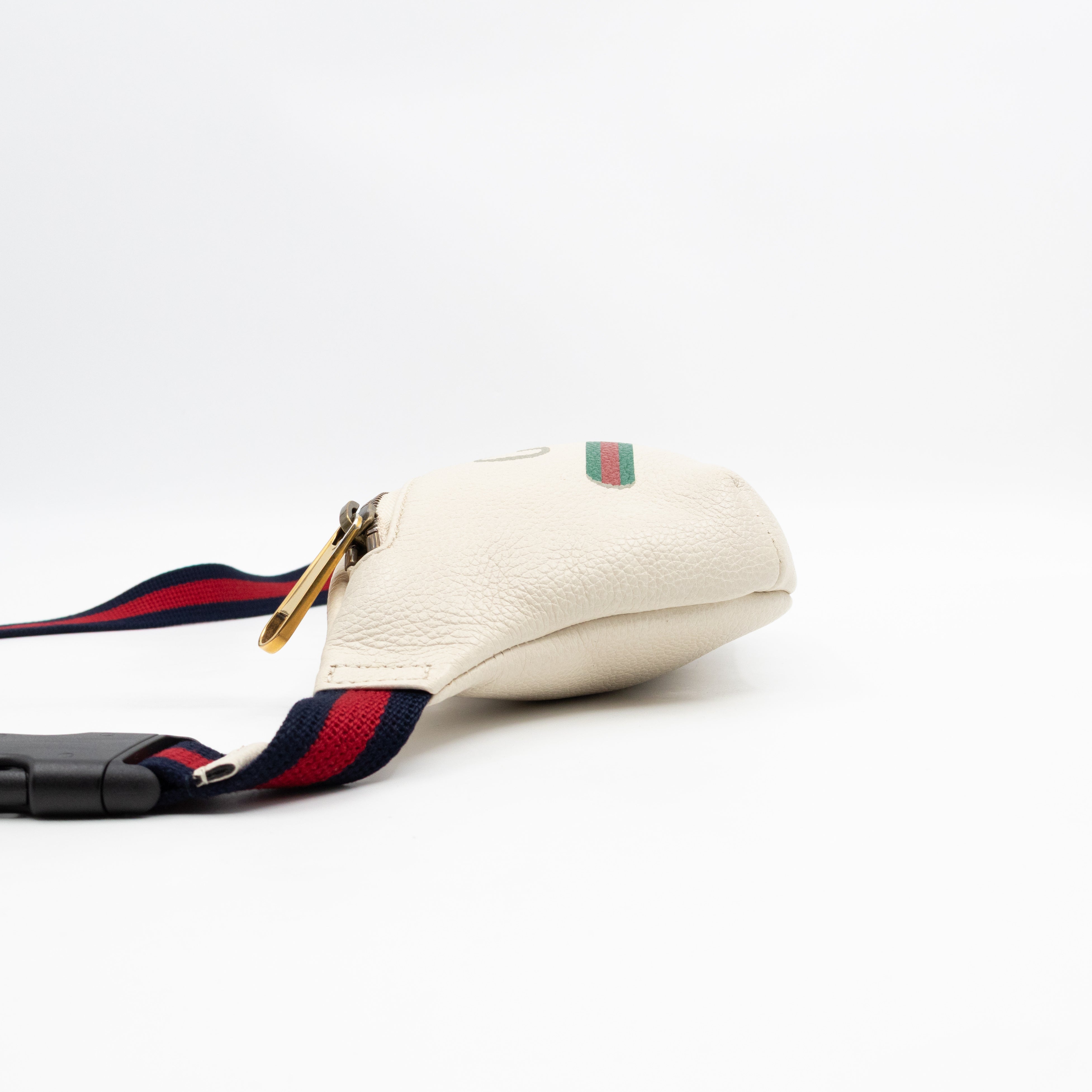 Web Logo Belt Bag White Leather