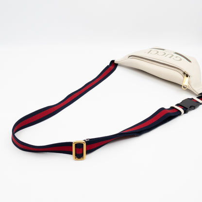 Web Logo Belt Bag White Leather