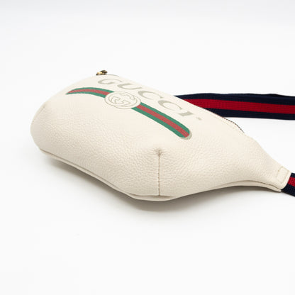 Web Logo Belt Bag White Leather